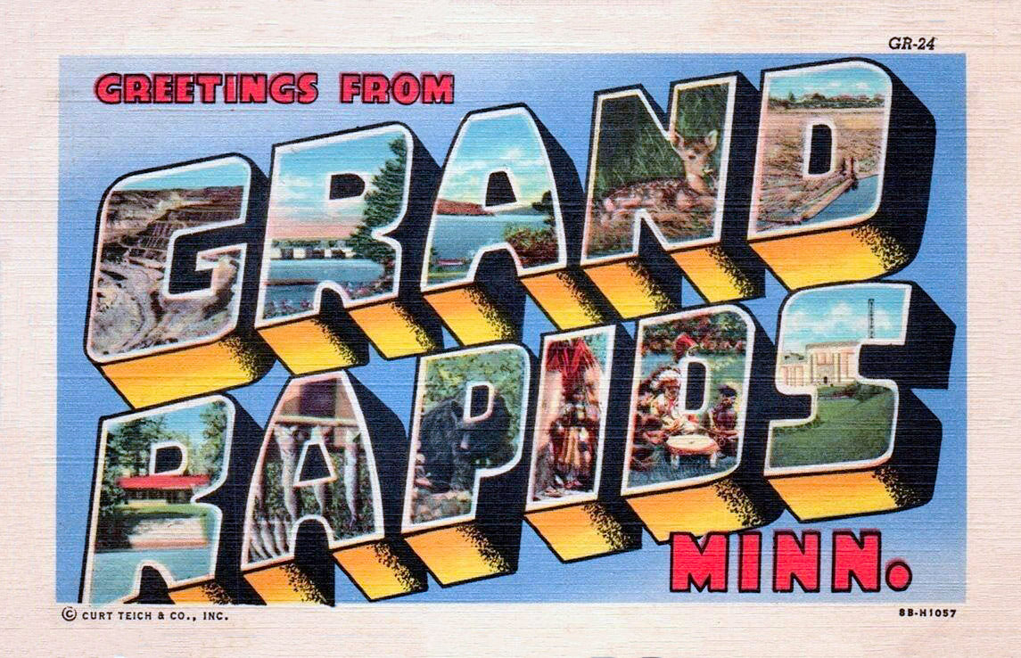 1948 Greetings from Grand Rapids Minnesota Postcard Reproduction