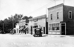 Street scene, Hazel Run, Minnesota, 1930s Postcard Reproduction