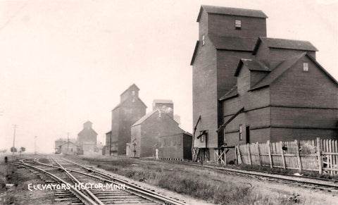 Elevators, Hector, Minnesota, 1910s Postcard Reproduction