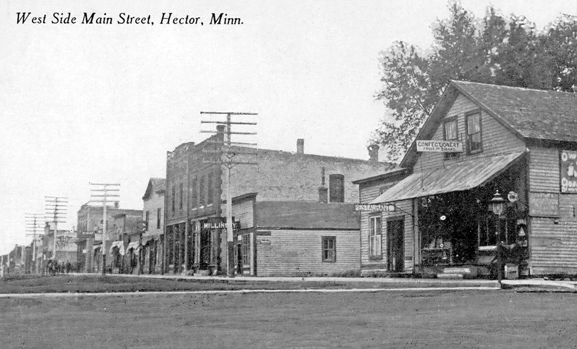 West side of Main Street, Hector, Minnesota, 1910s Postcard Reproduction
