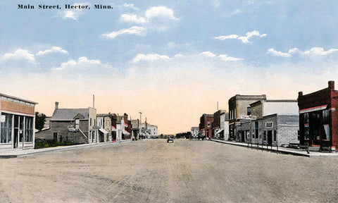 Street scene, Hector, Minnesota, 1920s Postcard Reproduction