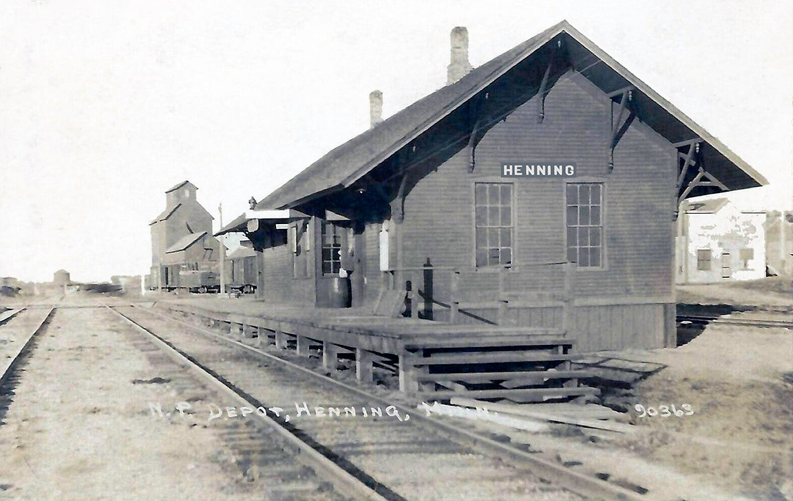 Depot, Henning, Minnesota, 1910s Postcard Reproduction