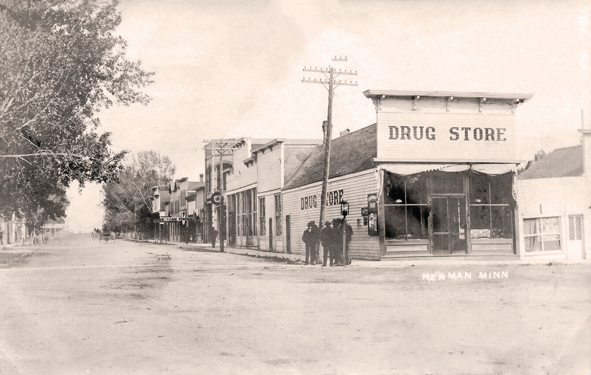 Street Scene, Herman, Minnesota, 1908 Postcard Reproduction