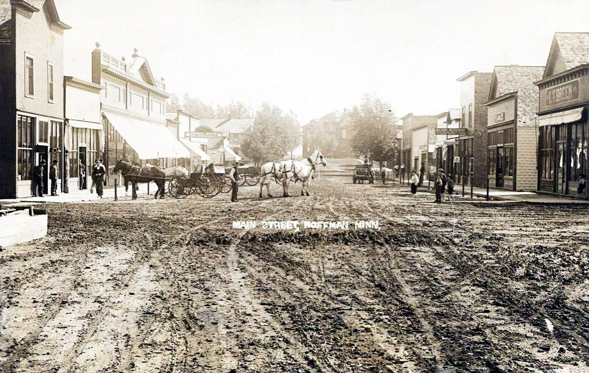 Street scene, Hoffman, Minnesota, 1910 Postcard Reproduction