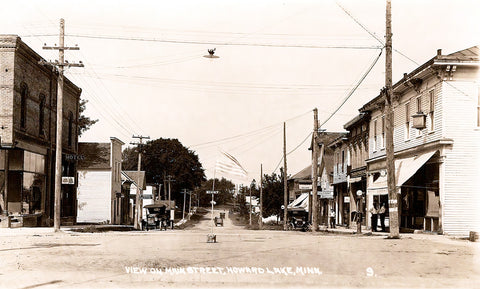 Main Street, Howard Lake, Minnesota, 1910s Postcard Reproduction