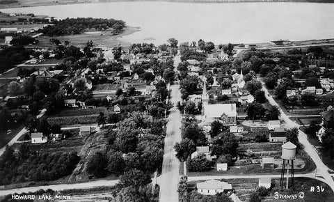 Aerial view, Howard Lake, Minnesota, 1930s Postcard Reproduction