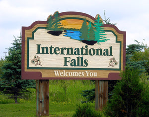 Welcome to International Falls Minnesota Sign Postcard