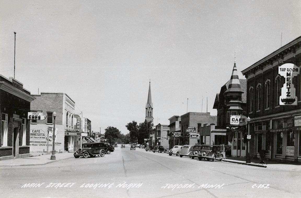 Main Street looking North, Jordan, Minnesota, 1940s Print