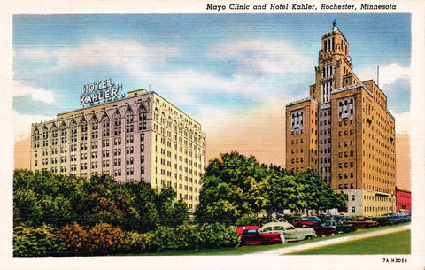 Mayo Clinic and Kahler Hotel in Rochester Minnesota 1937 Print