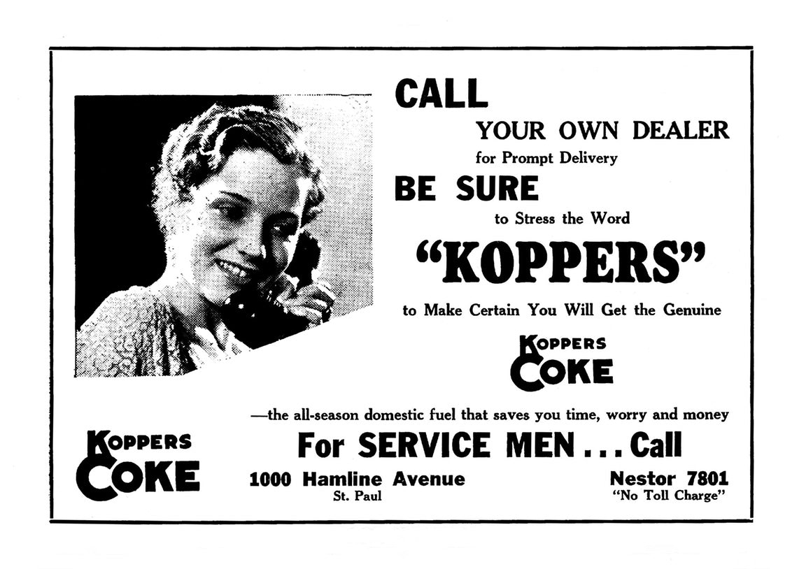 Koppers Coke Coal Advertisement, St. Paul, Minnesota, 1948 Print