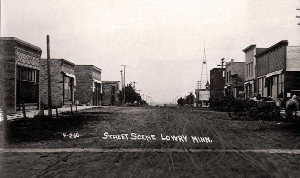 Street scene, Lowry Minnesota 1908 Print