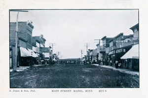 Rare view of Main Street, Mabel, Minnesota, 1906 Postcard Reproduction
