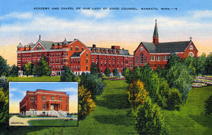 Academy and Chapel of Our Lady of Good Counsel, Mankato, Minnesota, 1920s Postcard Reproduction