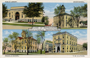 Educational Institutions in Mankato, Minnesota, 1916 Postcard Reproduction
