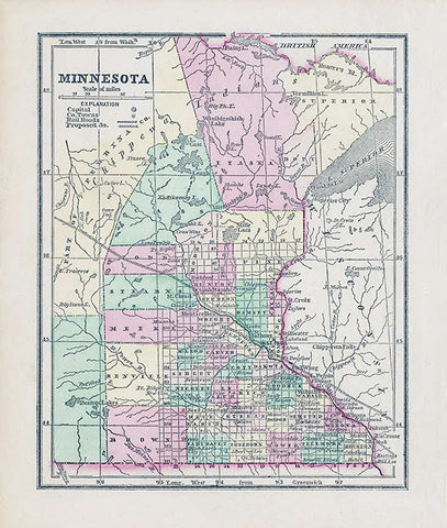 1856 Map of Minnesota Print