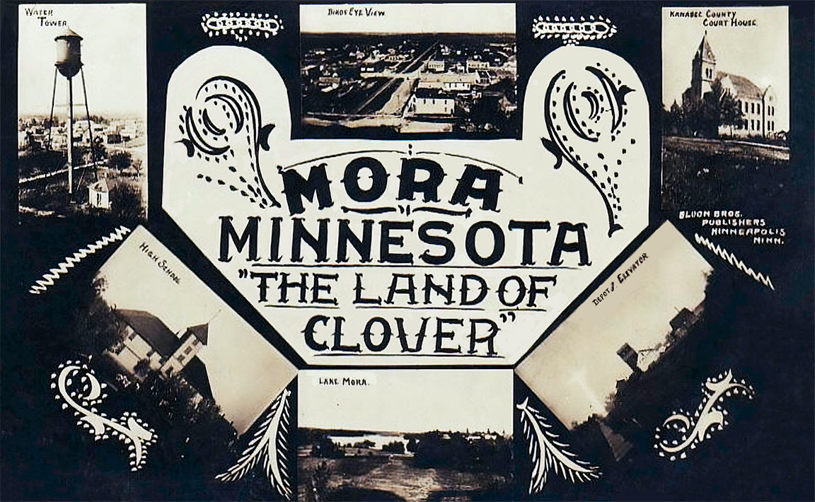 Multiple Scenes, Mora, Minnesota, 1909 Postcard Reproduction