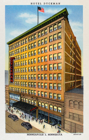 Dyckman Hotel, Minneapolis, Minnesota, 1944 Postcard Reproduction