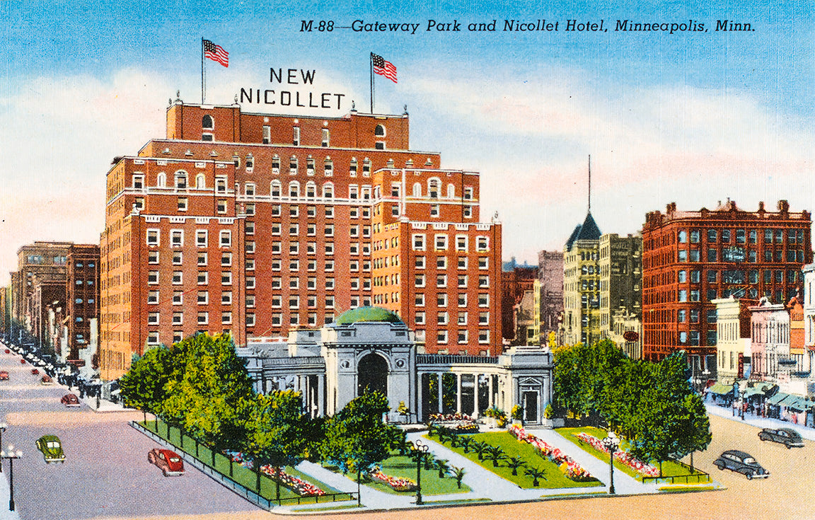 Gateway Park and Nicollet Hotel, Minneapolis, Minnesota, 1942 Print