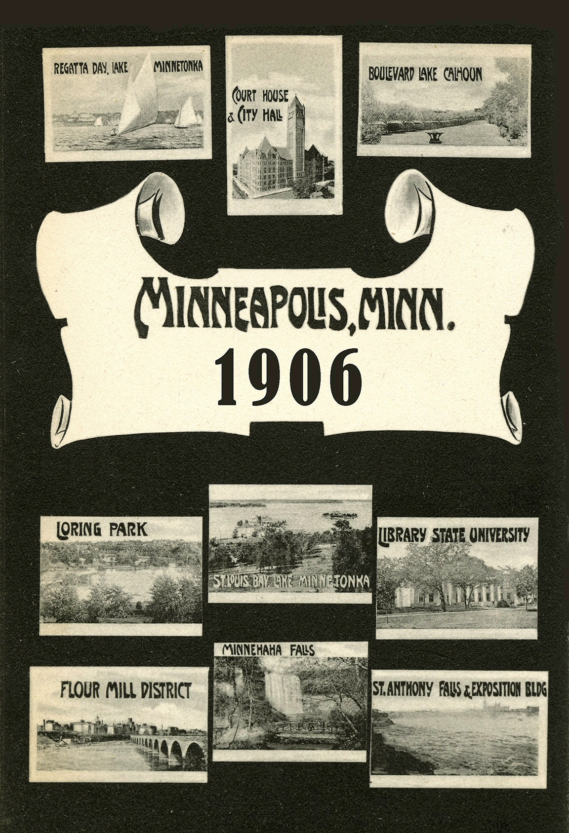Multiple scenes, Minneapolis, Minnesota, 1906 Postcard Reproduction