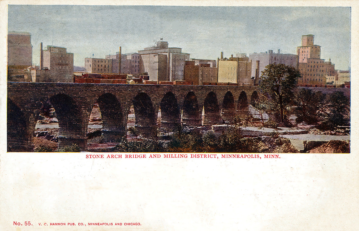 Stone Arch Bridge and Milling District, Minneapolis, Minnesota, 1906 Postcard Reproduction