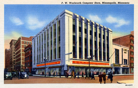 F. W. Woolworth Store, Minneapolis, Minnesota, 1940 Postcard Reproduction