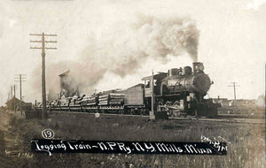 Logging Train, New York Mills, Minnesota, 1907 Print
