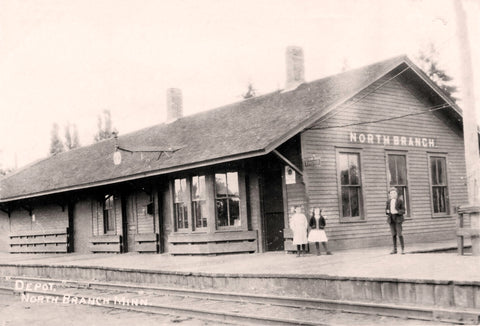 Northern Pacific Depot, North Branch, Minnesota, 1910s Postcard Reproduction