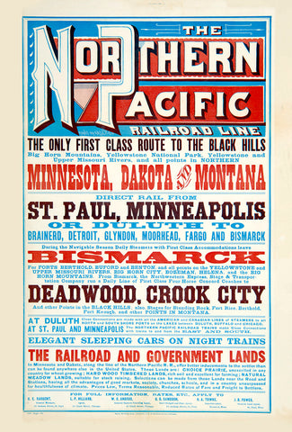 Northern Pacific Railroad Poster 1877 Poster