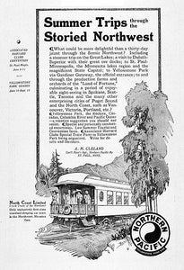 Northern Pacific Railroad 1911 Ad Print
