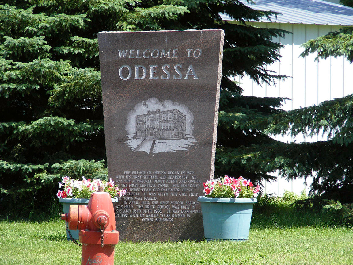 Welcome sign, Odessa, Minnesota, 2014 Print