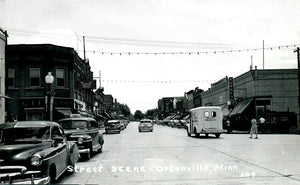 Street scene, Ortonville, Minnesota, 1940s Postcard Reproduction