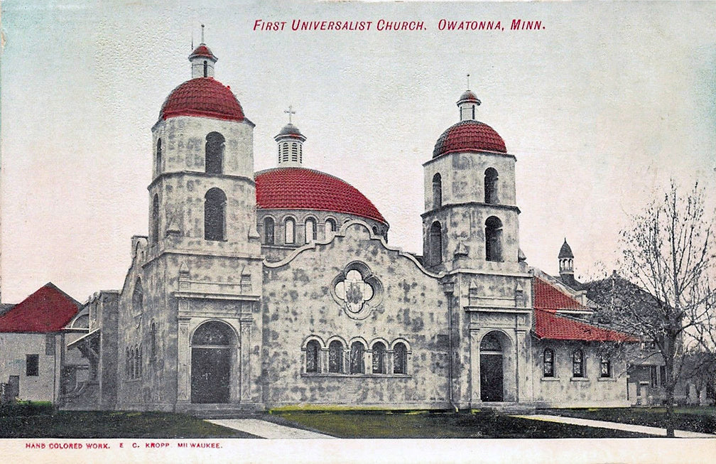 First Universalist Church, Owatonna Minnesota 1908 Postcard Reproduction
