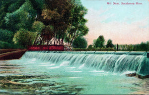 Mill Dam, Owatonna Minnesota 1910s Postcard Reproduction