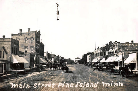 Main Street, Pine Island, Minnesota, 1908 Postcard Reproduction