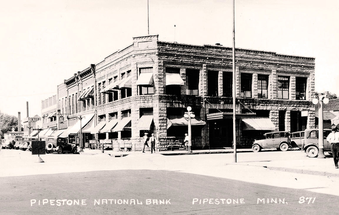 Pipestone National Bank, Pipestone, Minnesota, 1930s Postcard Reproduction