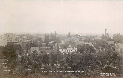 Birds-eye view of Pipestone, Minnesota, 1911 Postcard Reproduction