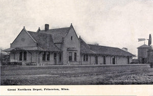 Great Northern Depot, Princeton, Minnesota, 1908 Postcard Reproduction