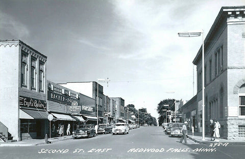 Second Street East, Redwood Falls, Minnesota, 1950s Minnesota Postcard Reproduction