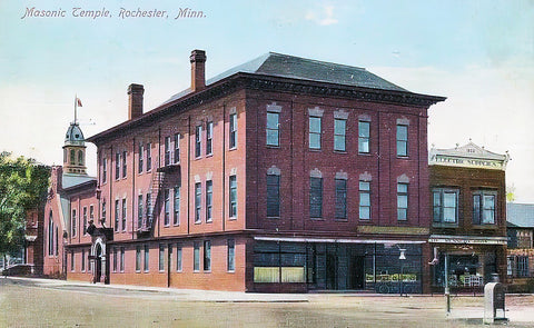 Masonic Temple, Rochester, Minnesota, 1909 Postcard Reproduction