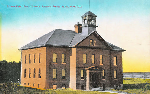 Public School, Sacred Heart, Minnesota, 1908 Postcard Reproduction