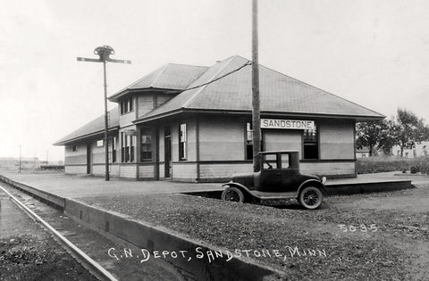 Great Northern Depot at Sandstone, Minnesota, 1920s Print