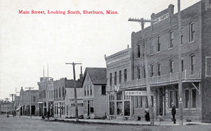 Main Street looking south, Sherburn, Minnesota, 1913 Postcard Reproduction
