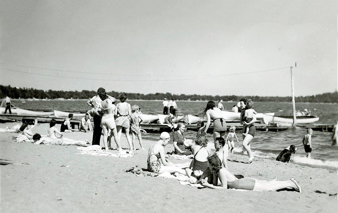 Beach at Shoreham, near Detroit Lakes, Minnesota, 1930s Postcard Reproduction