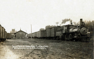 Omaha Freight Train and Depot, Slayton, Minnesota, 1909 Print