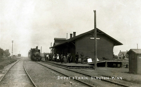 C StP M & Omaha Railroad Depot, Slayton, Minnesota, 1910s Postcard Reproduction