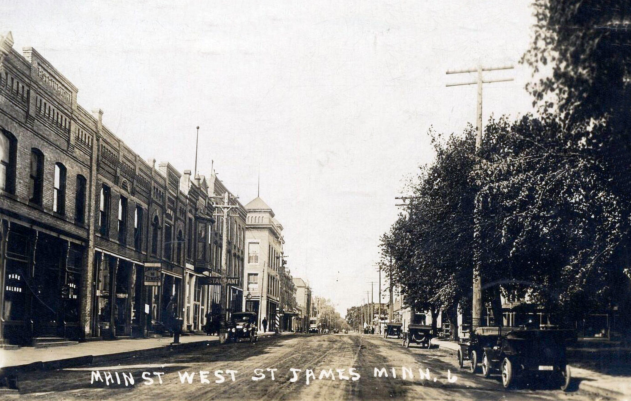 Main Street West, St. James, Minnesota, 1910s Postcard Reproduction