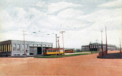 TCRT Streetcar Shops and Sheds, St. Paul, Minnesota, 1914 Postcard Reproduction