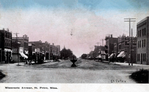 Minnesota Avenue, St. Peter, Minnesota, 1910s Postcard Reproduction