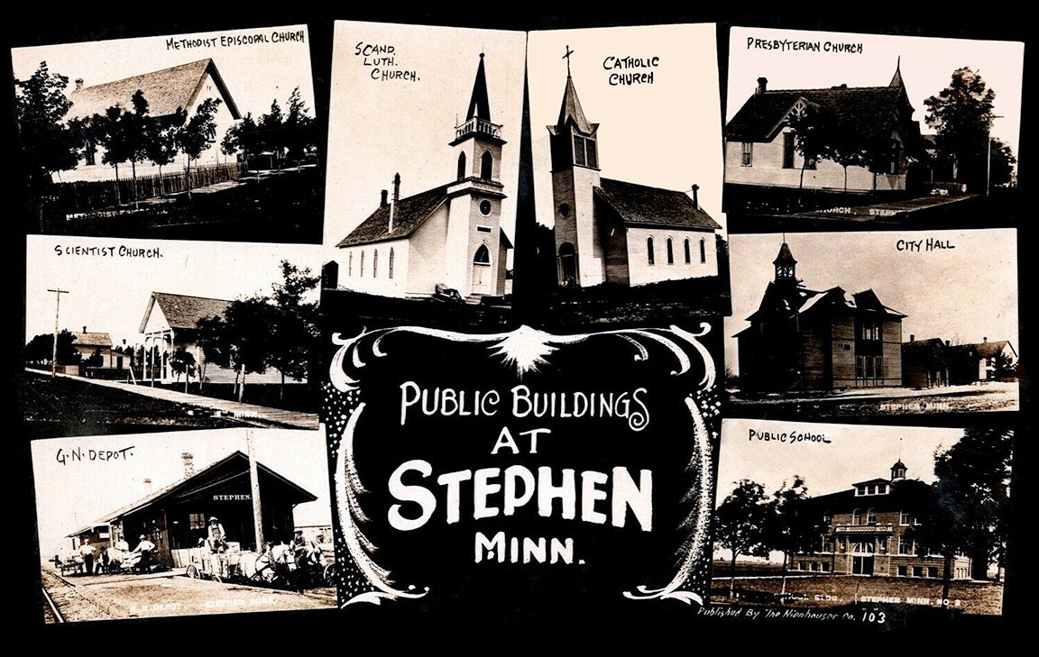 Multiple views, Stephen, Minnesota, 1909 Postcard Reproduction