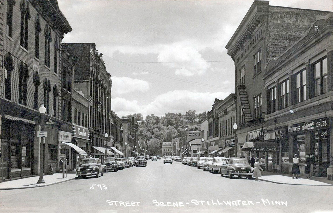 Street scene, Stillwater, Minnesota, 1950s Postcard Reproduction